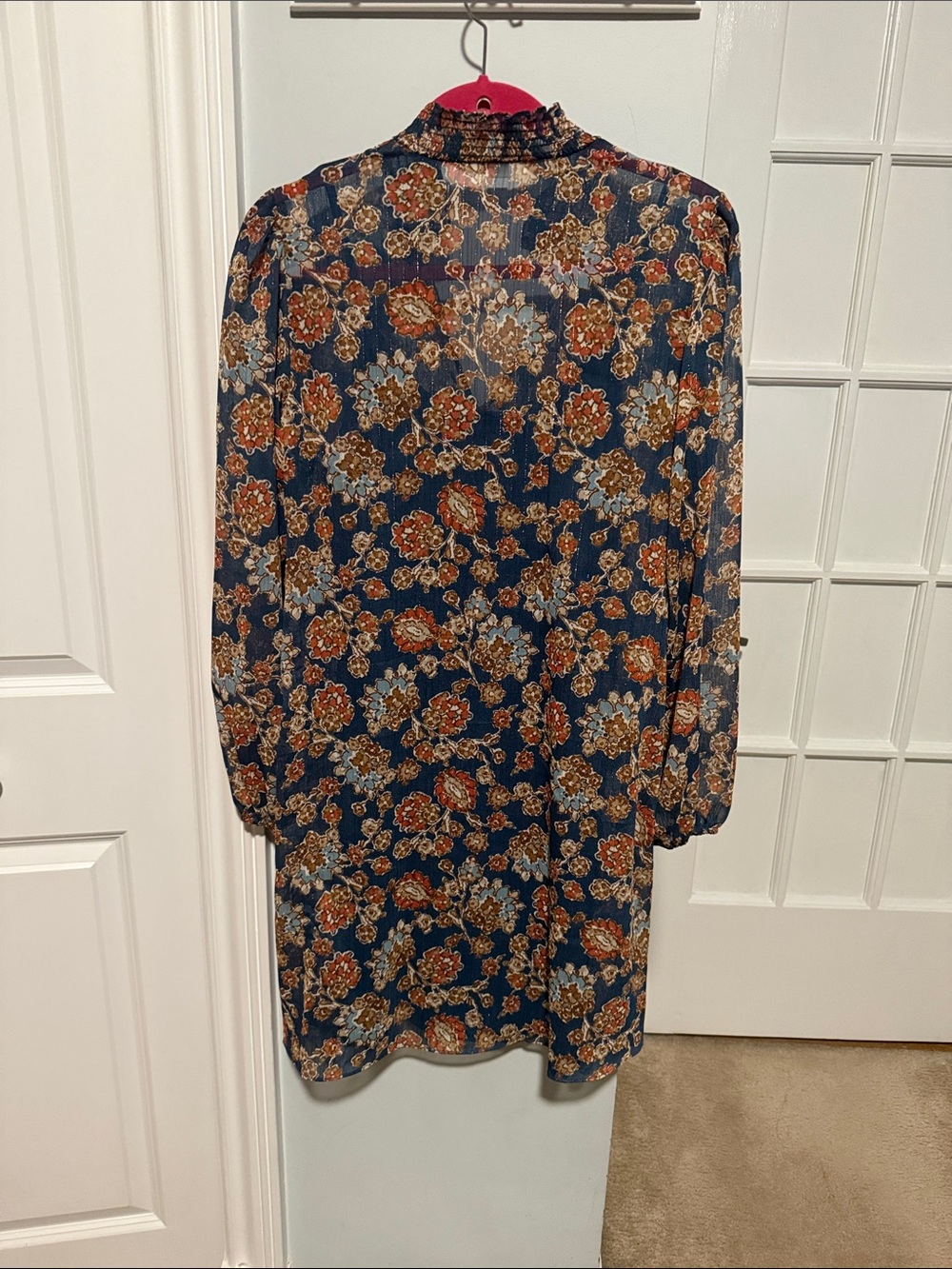 Harper Rose Womens Navy Floral Long Sleeve Shift Dress